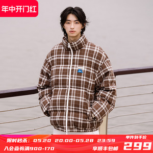 PSO Brand 可爱小狗提花纹理白鸭绒羽绒服男冬季加绒加厚情侣外套