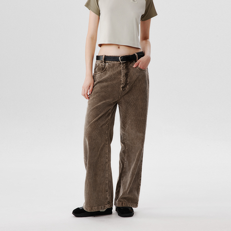 PSO Brand男装女装复古水洗染色美式灯芯绒直筒宽松休闲长裤百搭