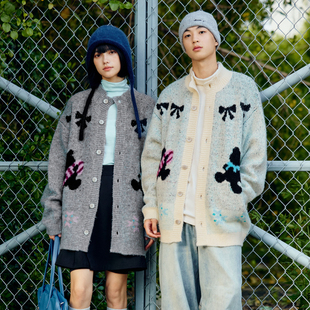 仿马海毛纱线可爱小熊针织开衫 女装 女士毛衣外套秋 Brand男装 PSO