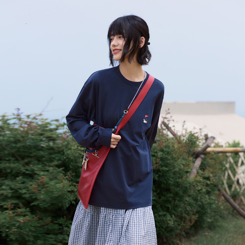 PSO Brand 男装女装爱心气球小狗索罗娜针织纯色t恤长袖上衣打底