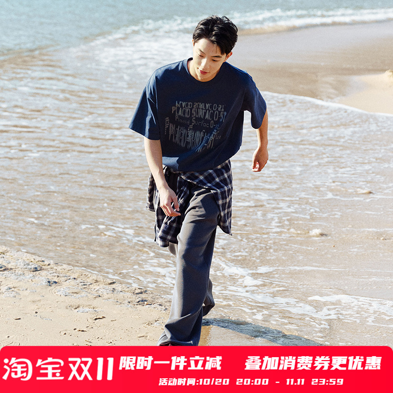 PSO Brand男装女装索罗娜针织模糊文字夏日圆领短袖T恤美式上衣潮