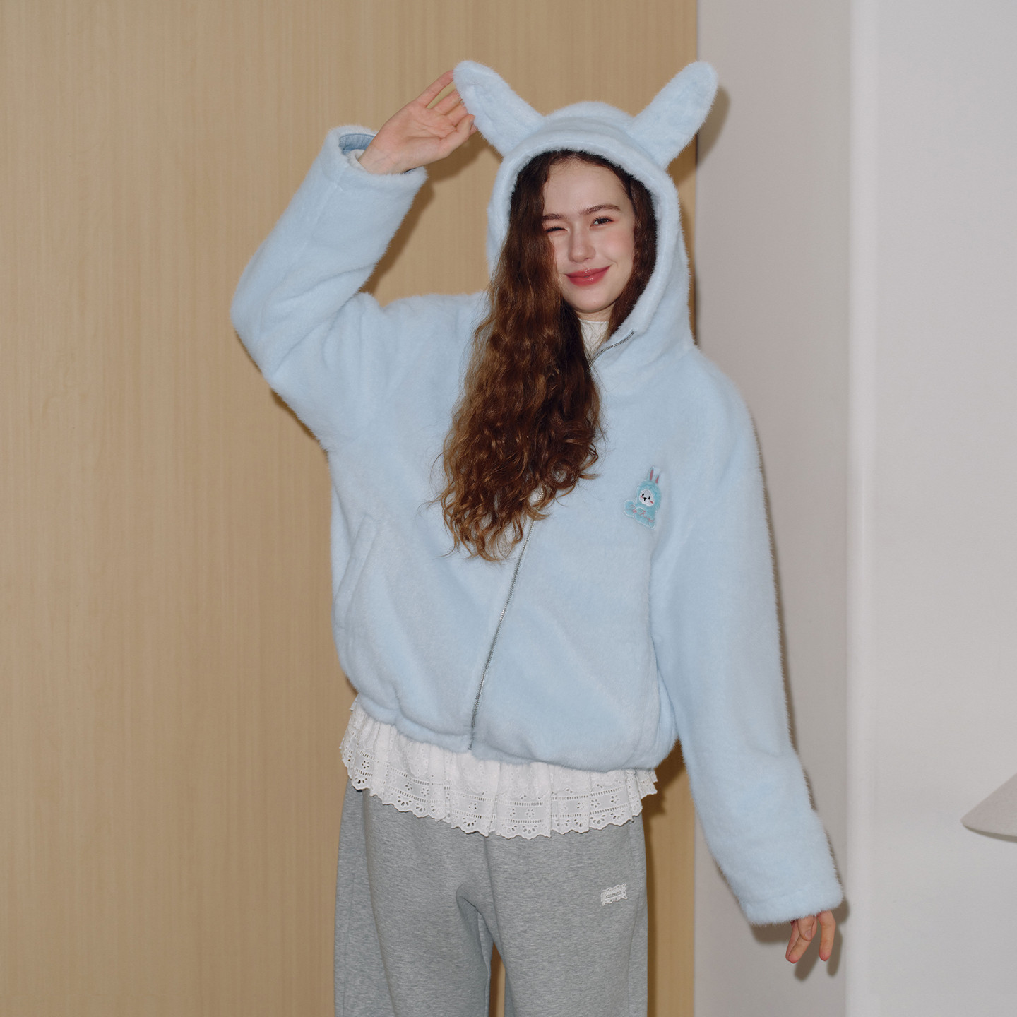 PSO Brand男装女装摇粒绒可爱小兔毛绒耳朵宽松连帽外套秋季上衣,男装,夹克,淘宝优惠券,粉丝福利购,淘宝优惠卷