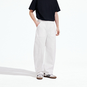 Brand男装 女款 女装 PSO 直筒阔腿白色工装 裤 休闲宽松弯刀长裤 情侣
