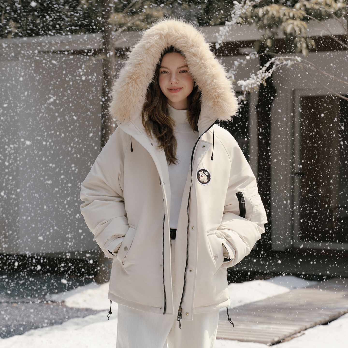 PSO Brand男装女装毛领连帽情侣工装外套宽松厚款羽绒服女款冬季