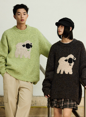 PSO Brand男装女装圆领毛衣针织衫情侣宽松慵懒风毛线衣上衣冬季