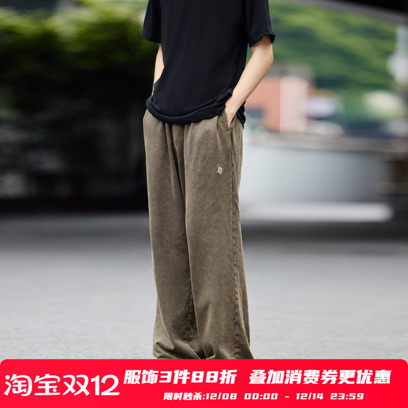 PSO Brand男装女装美式毛巾底针织刺绣做旧宽松潮流直筒卫衣裤