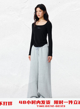 PSO Brand女装发热保暖磨毛针织刺绣方领长袖T恤打底修身上衣内搭