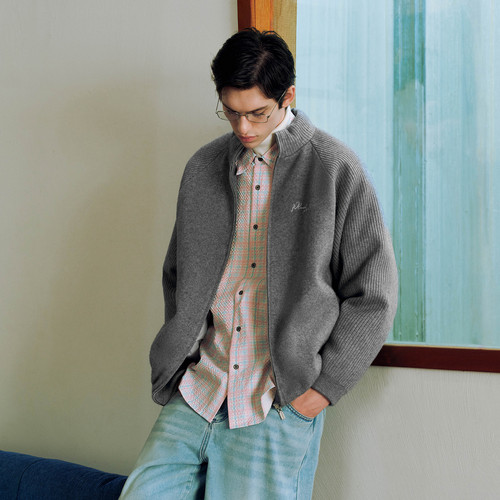 PSO Brand 男装女装复古立领拉链针织毛衣外套休闲羽绒服毛线衣