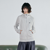 PSO 运动上衣冬季 Brand女装 连帽拉链休闲抓绒灰色卫衣外套修身
