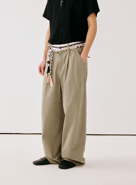 PSO Brand男装女装210克斜纹工装腰头绣花复古直筒裤宽松休闲长裤