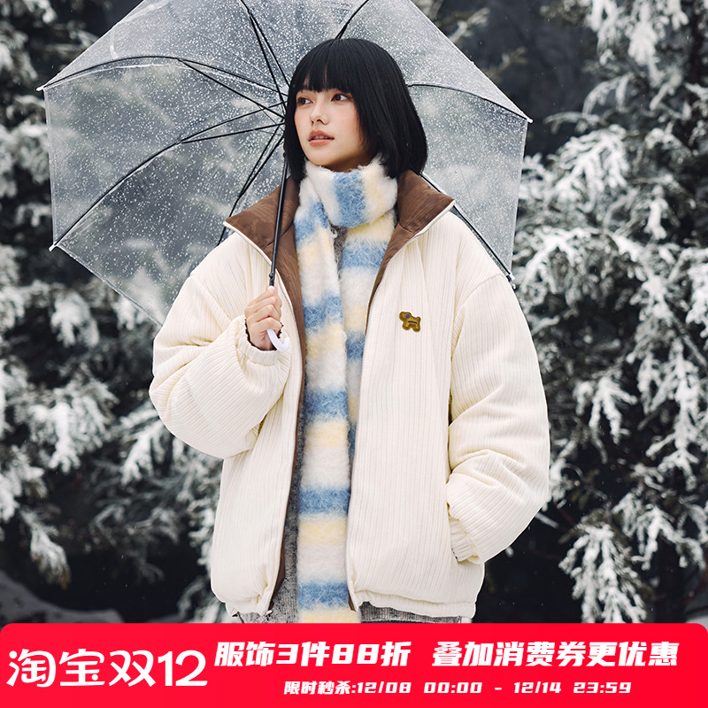 PSO Brand男装女装双面穿90绒立领加厚羽绒服女款冬季保暖外套潮