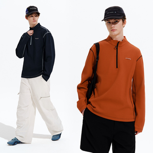 Brand男装 长袖 女装 华夫格撞色立领男士 t恤运动上衣 速干 PSO