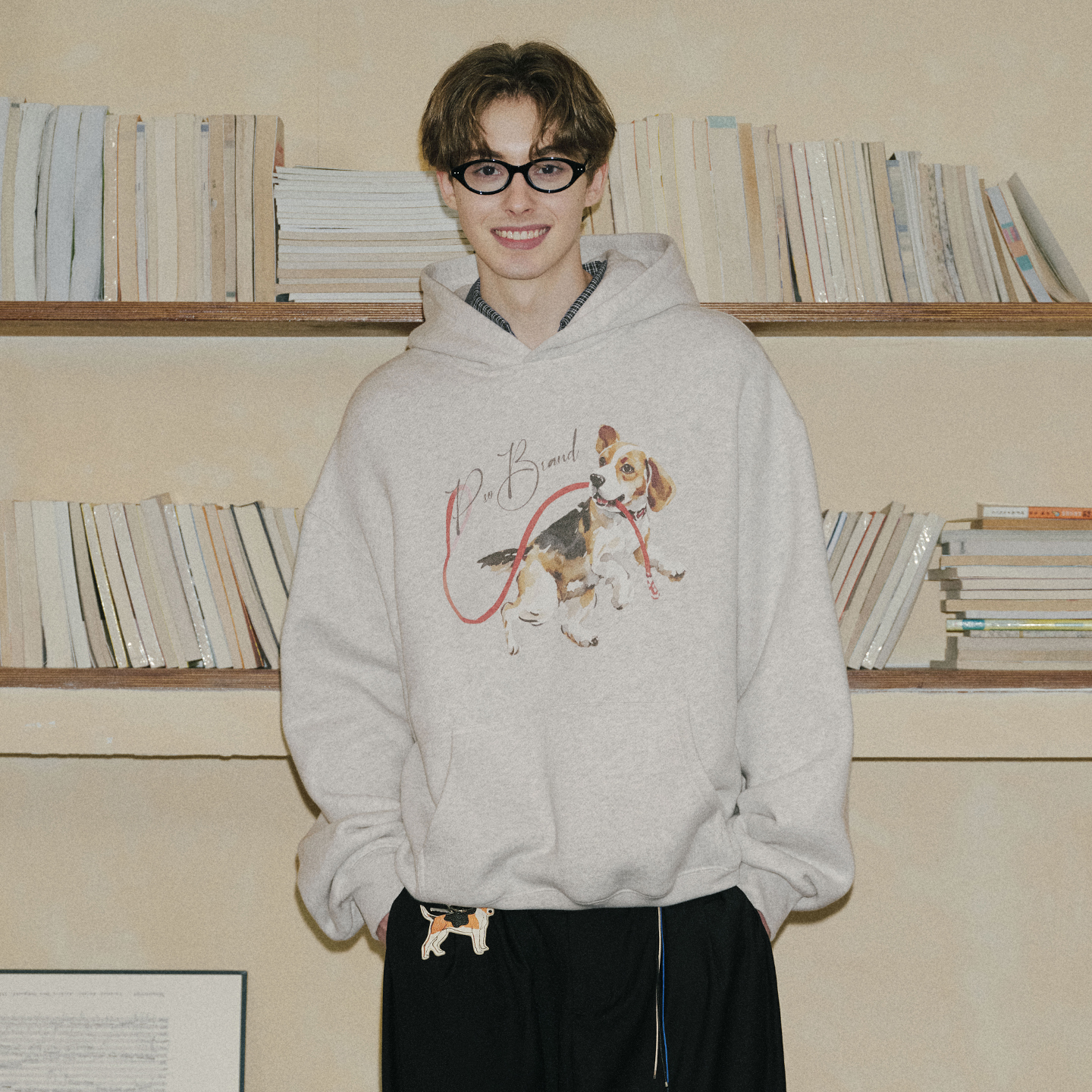 PSO Brand 男装女装可爱比格犬重磅抓绒宽松连帽卫衣女款保暖外套