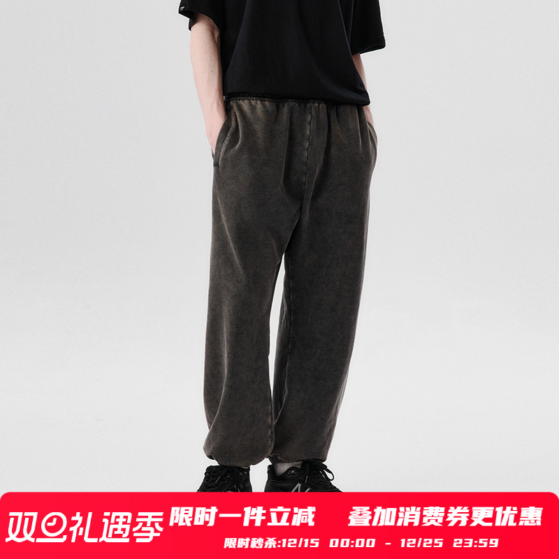 PSO Brand男装女装基础纯色水洗灰色卫衣运动束脚长裤宽松百搭