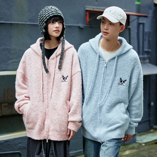 可爱小狗刺绣连帽开衫 女装 毛衣冬拉链外套毛线衣 Brand男装 PSO