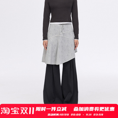 PSO Brand女装LOGO纹理外搭半身裙高腰搭配裤子层次感半裙