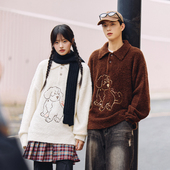 PSO 上衣 可爱小狗POLO领套头针织毛衣秋冬保暖长袖 Brand男装 女装