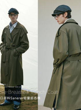 PSO Brand男装女装双排扣风衣修身中长款黑色大衣外套女冬季保暖