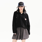 POLO衫 PSO 学院风条纹撞色翻领黑色卫衣女款 长袖 Brand男装 女装