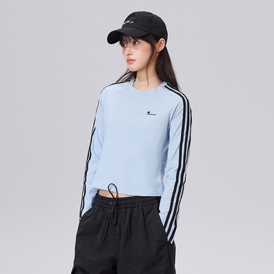 PSO Brand 条纹短款上衣打底衫女款拼接长袖T恤内搭春季外穿体恤