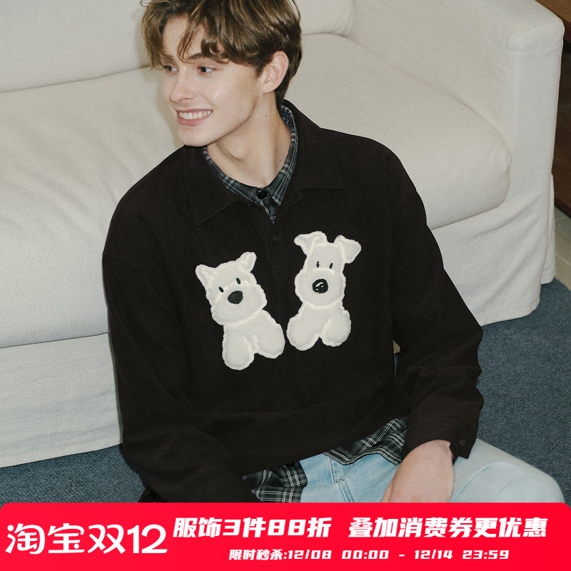 PSO Brand 男装女装可爱西高地POLO领长袖卫衣女款秋季外套情侣装