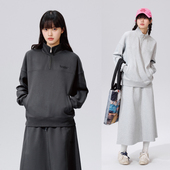 PSO Brand女装 重磅双面针织刺绣半拉链宽松立领卫衣秋冬上衣外套