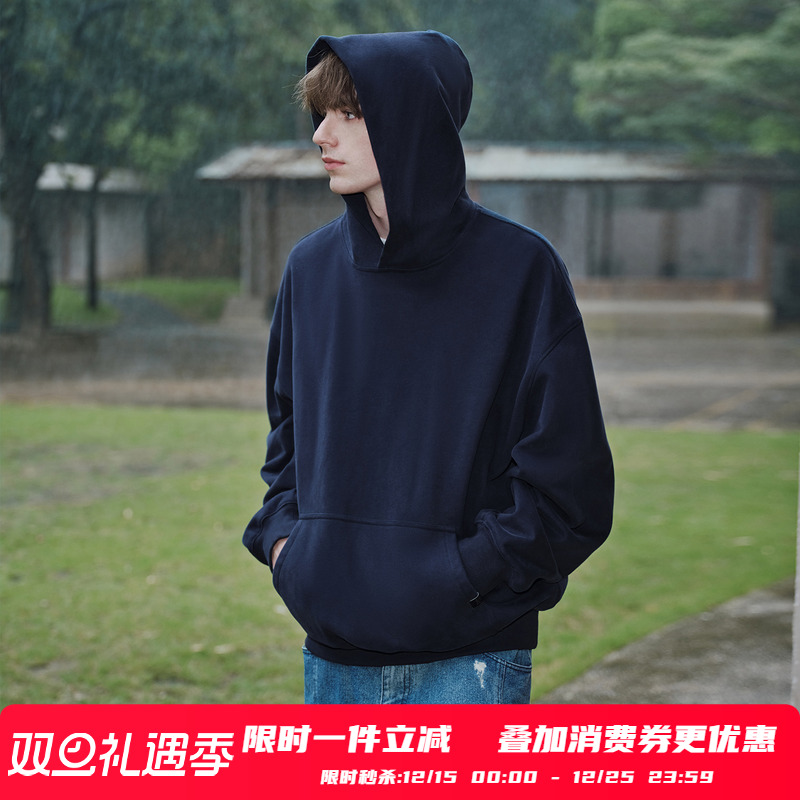 PSO Brand男装女装纯色重磅加绒卫衣男款宽松情侣秋季外套保暖潮