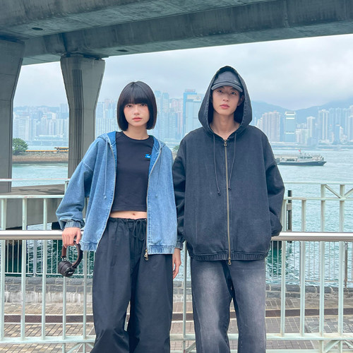 PSOBrand斜纹复古做旧牛仔夹克