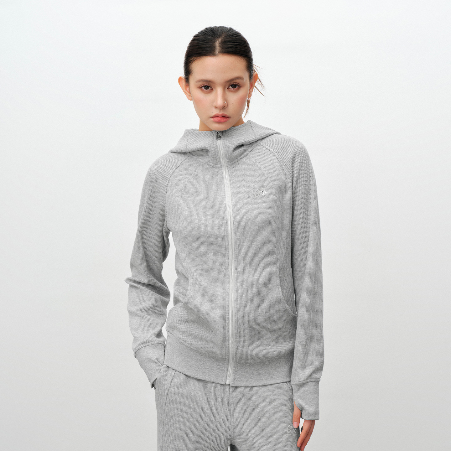 PSO Brand女装华夫格高领连帽运动灰色卫衣女款修身显瘦拉链外套,男装,卫衣,淘宝优惠券,粉丝福利购,淘宝优惠卷