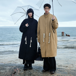 全棉格纹可束腰绑带长款 女装 保暖宽松立领棉服外套 Brand男装 PSO