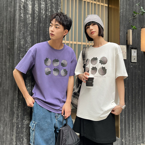 PSO Brand男装女装【凉感】【吸湿速干】针织蓝莓印花短袖T恤上衣