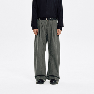 复古洗水 女装 做旧法工裤 宽松直筒弯刀长裤 PSO 秋季 Brand男装