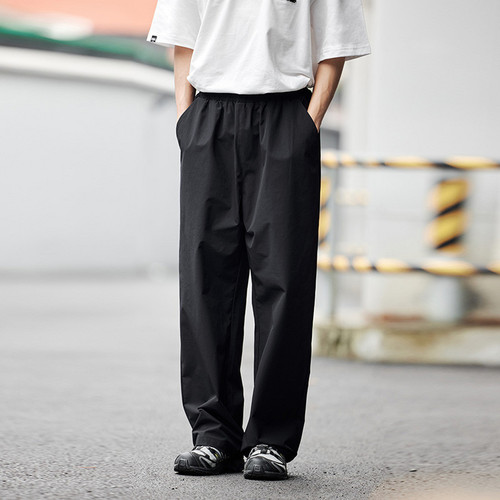 PSO Brand男装女装户外薄款直筒黑色长裤男款宽松阔腿休闲裤春季
