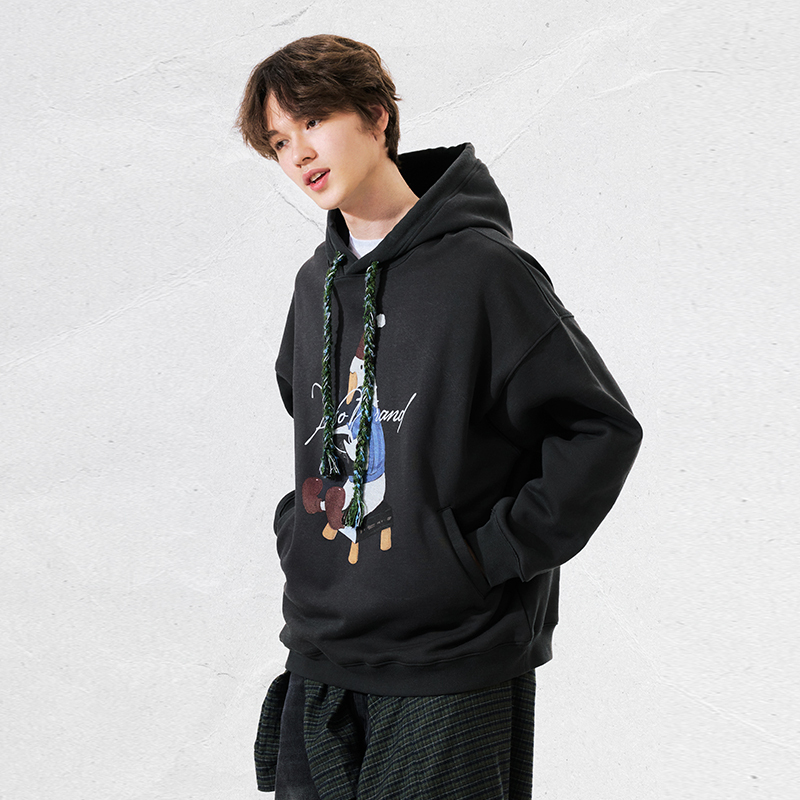 PSO Brand 男装女装可爱鸭子抓绒连帽卫衣加绒加厚保暖外套宽松