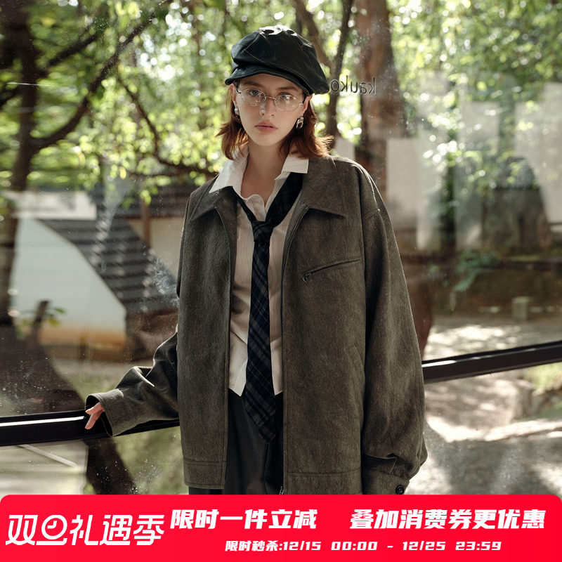 PSO Brand男装女装【绒感肌理】Pra风美式翻领拉链夹克外套百搭