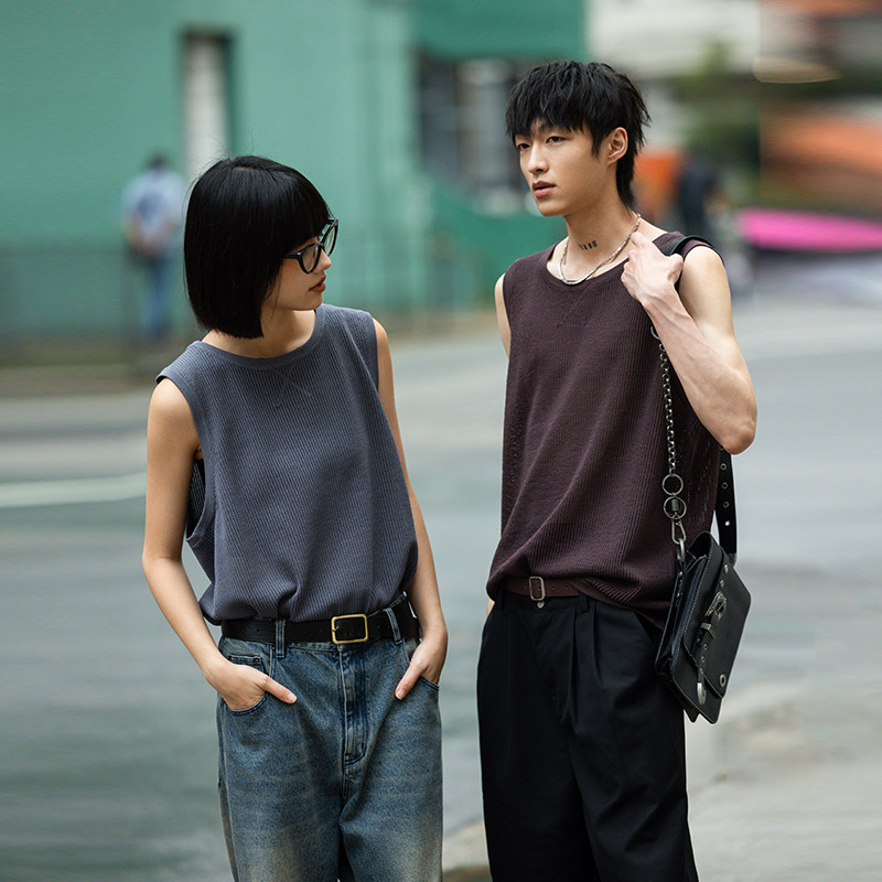 pso brand 【white系列】28支冰丝纱线移针镂空织法针织背心