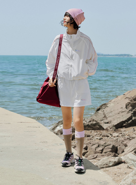 PSO Brand女装【运动套装】尼龙梭织运动小狗风衣白色短裙休闲