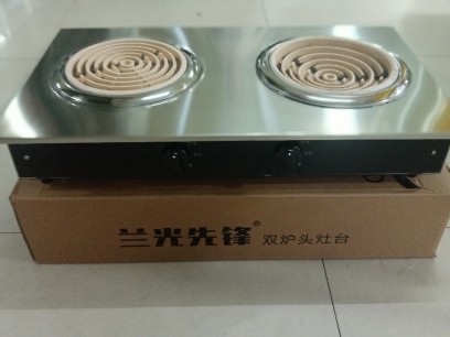 兰光220V台式不锈钢面板双电灶，平盘2000瓦，凹盘3000瓦，无插头