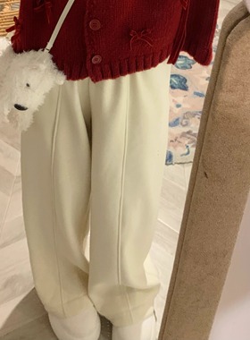 2024冬季百搭加绒加厚保暖休闲针织卫裤