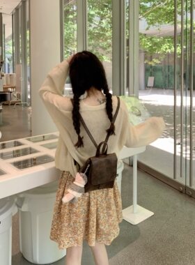krismerryland米杏色慵懒宽松防晒长袖毛衣开衫
