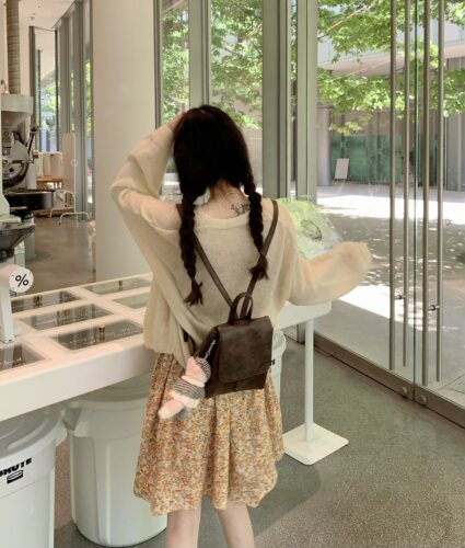 krismerryland米杏色慵懒宽松防晒长袖毛衣开衫
