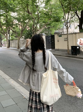 krismerryland苎麻重工日系拼接三色包扣外套