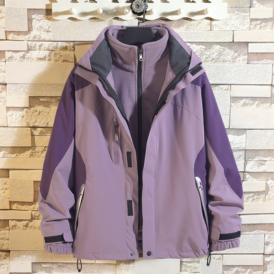 户外潮牌春秋季冲锋衣男女外套三合一可拆卸防风防水加绒两件套