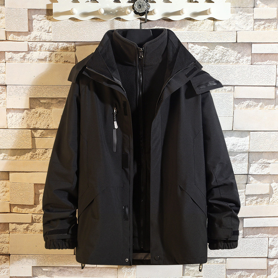 冲锋衣男女三合一可拆卸新款黑色外套防风防水户外进藏冬季登山服