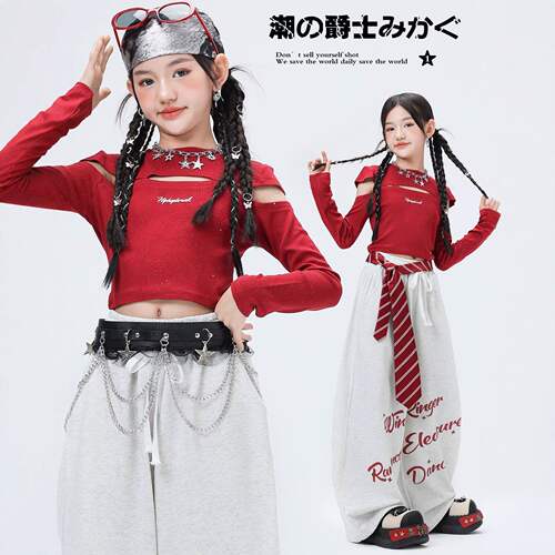 爵士舞女童服装潮酷儿童走秀表演嘻哈女孩走秀少儿jazz演出服时髦