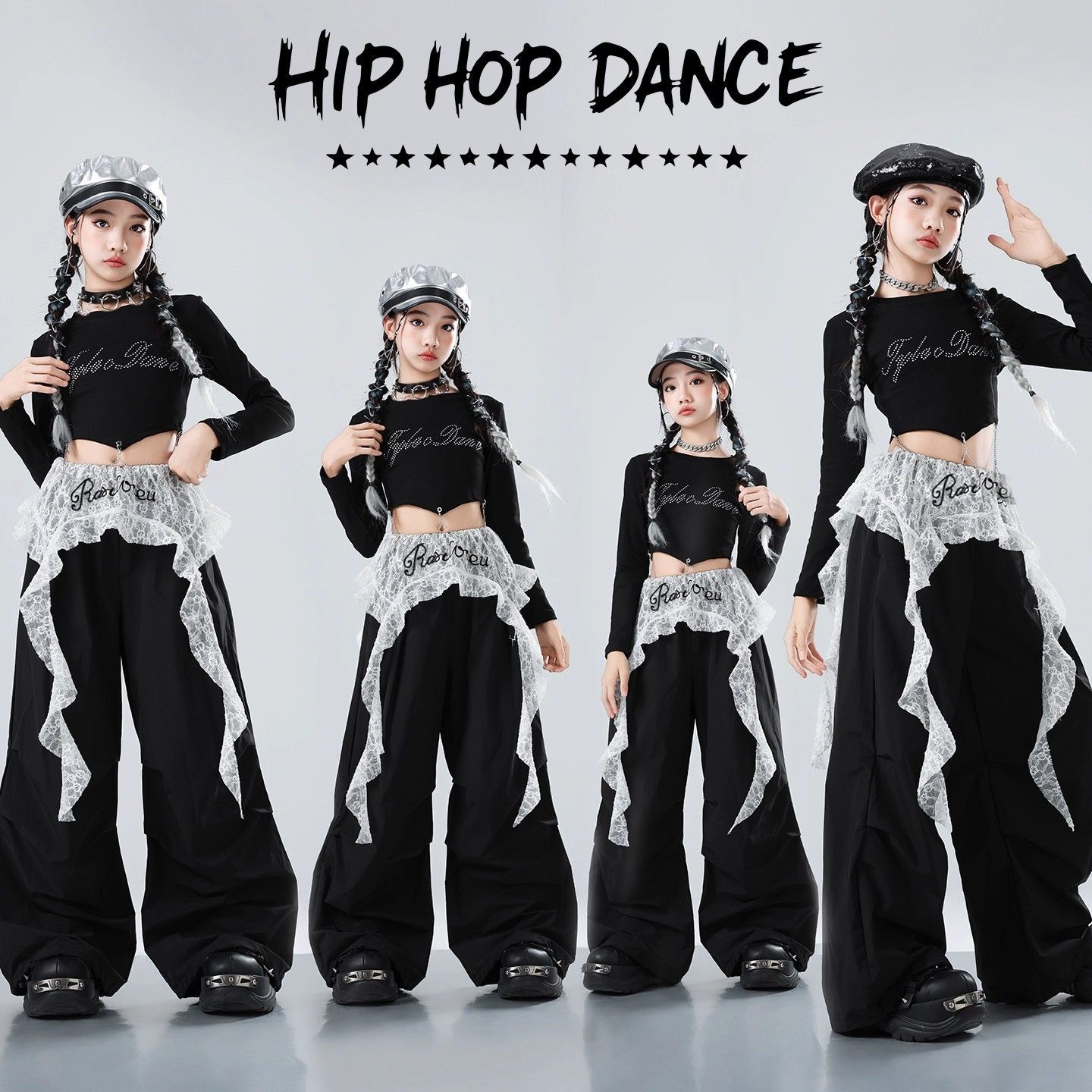 女童爵士舞演出服秋季潮服儿童酷炫舞蹈表演服女孩舞台走秀演出服