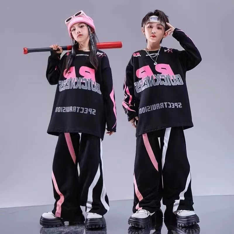 街舞儿童潮服秋冬男童嘻哈潮牌套装hiphop炸街童装女童爵士舞服装