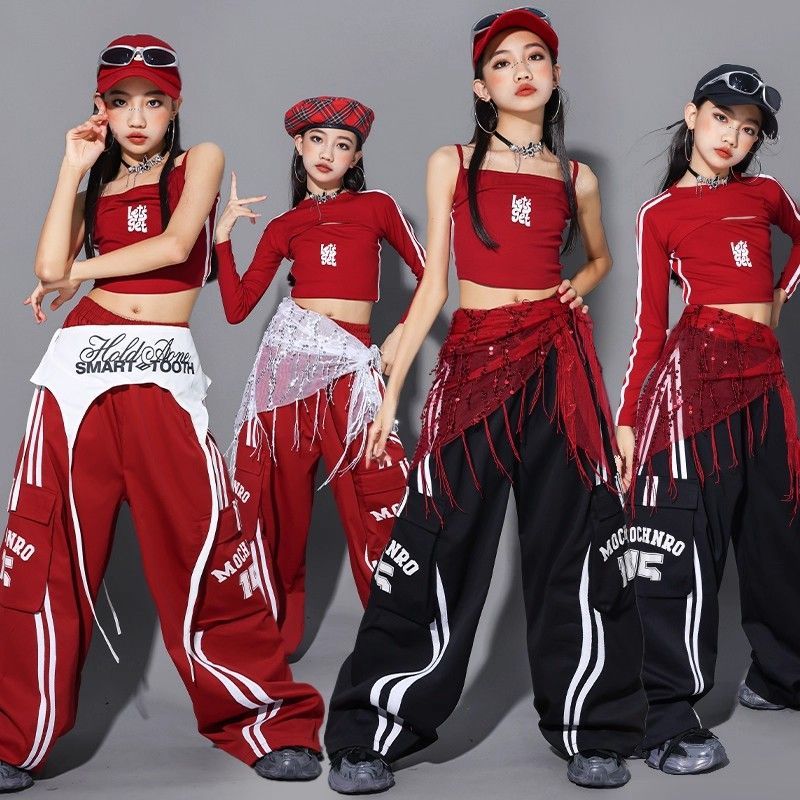 女童jazz爵士舞演出服少儿练功服上衣儿童街舞表演服装女孩裤子潮