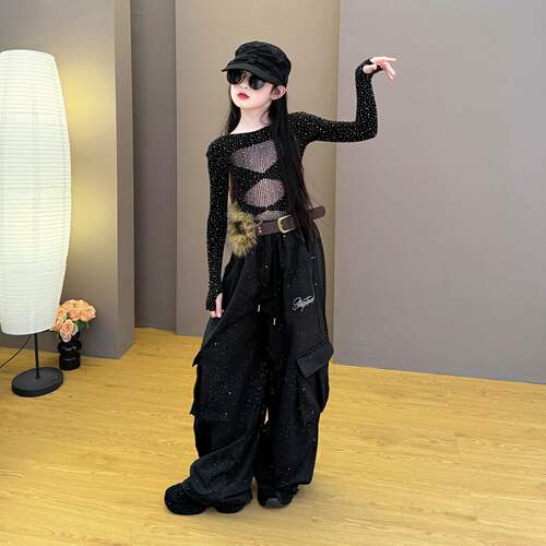 女童2026爵士舞服装走秀潮酷炸街日常穿搭嘻哈韩版表演服演出服