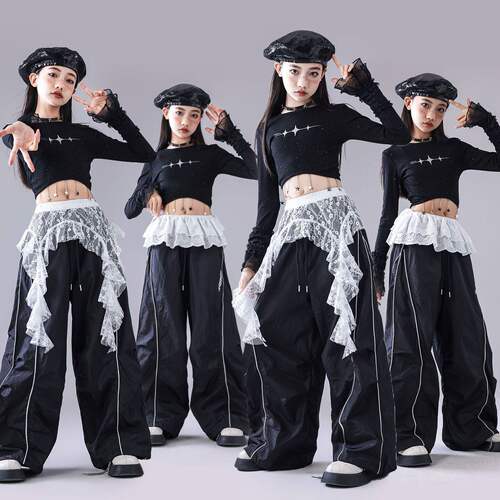 爵士舞女童服装潮酷时髦儿童街舞女孩甜酷少儿爵士演出服jazz套装